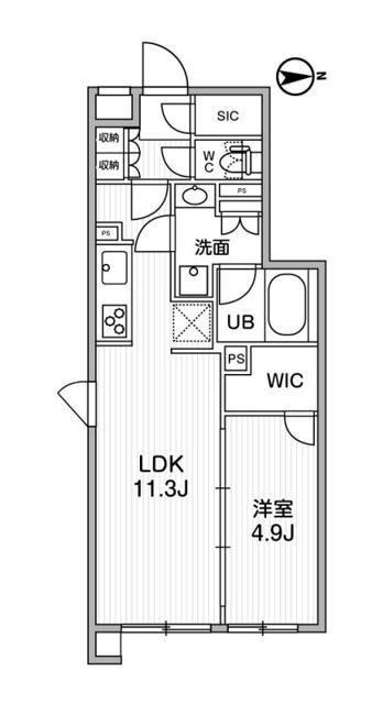 オルタナ祐天寺(1LDK/2階)の間取り写真