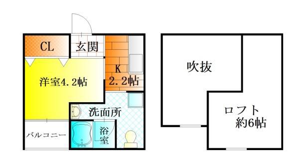 アイディアル南花田(1K/2階)の間取り写真