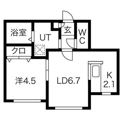 ユーフォリア北円山(1LDK/2階)の間取り写真