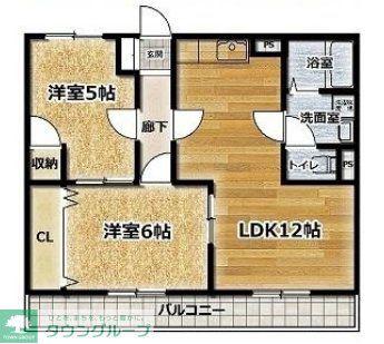 フェリスカーサ201(2LDK/2階)の間取り写真