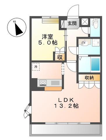 プリムベールII(1LDK/2階)の間取り写真