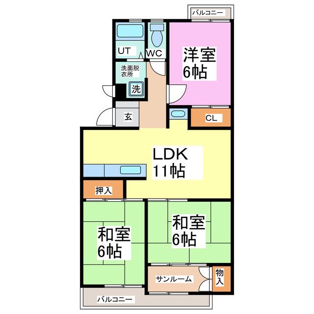 レジデンス大宮(3LDK/2階)の間取り写真