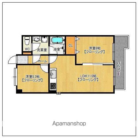 ダイアパレス薬院(2LDK/7階)の間取り写真