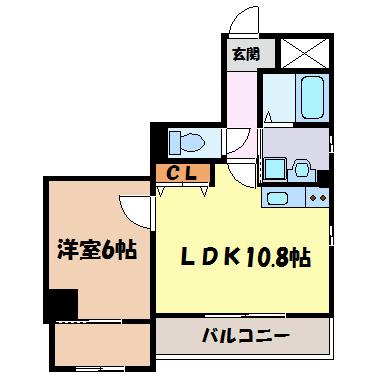 ディアコート千早(1LDK/7階)の間取り写真