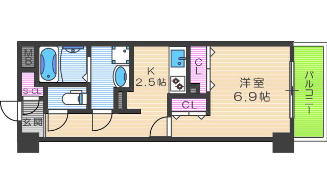 メゾン田中ー野田(1K/5階)の間取り写真