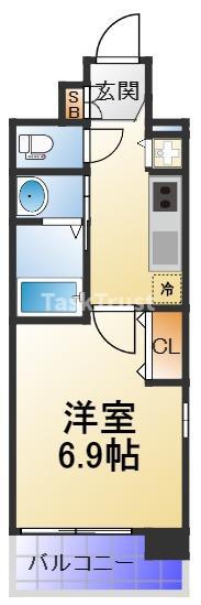 LIVE CASA 城東野江(1K/2階)の間取り写真