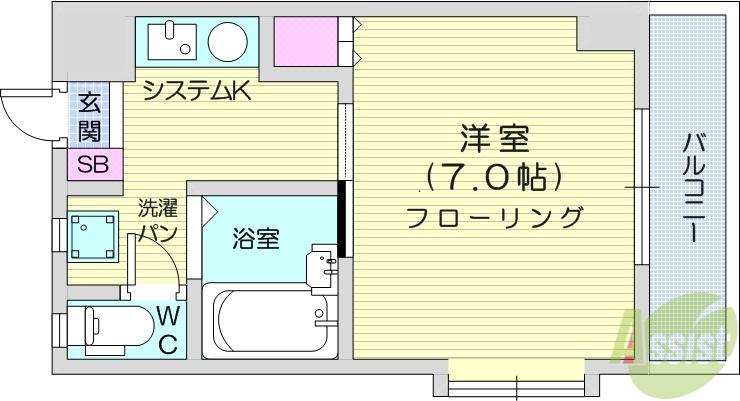グレース旭(1K/4階)の間取り写真