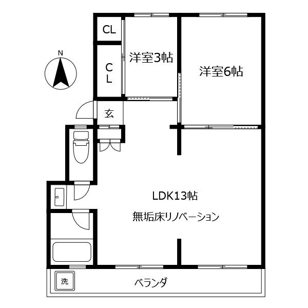 イータウン矢三I(2LDK/4階)の間取り写真
