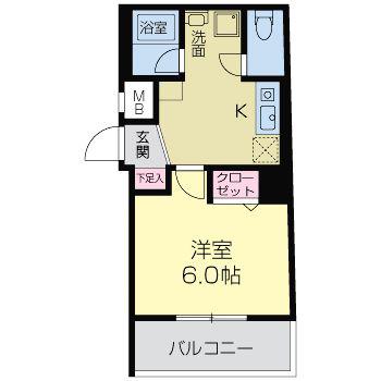 WILLDO難波WI(1K/12階)の間取り写真