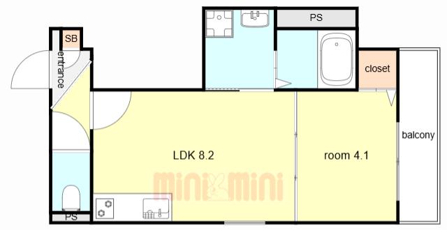 F ASECIA UPIS(1LDK/1階)の間取り写真
