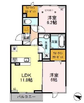ロイジェントパークスレイクタウンIIG(2LDK/3階)の間取り写真
