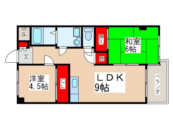 フェニックス(2LDK/3階)の間取り写真