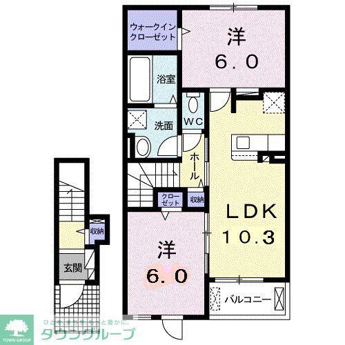 ソル パティオ(2LDK/2階)の間取り写真