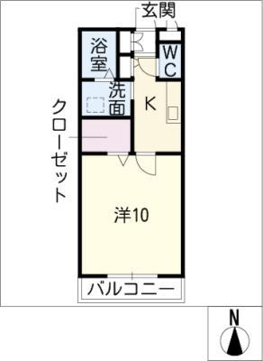 イーストヒルズ(1K/1階)の間取り写真
