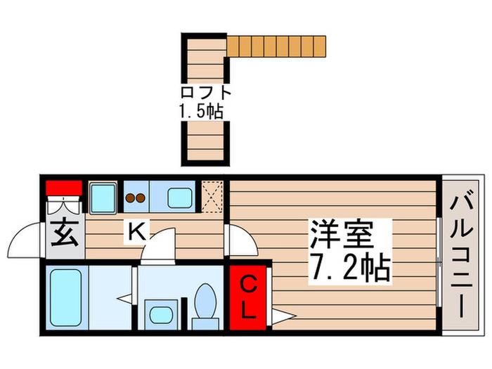 オリエンス(1K/1階)の間取り写真