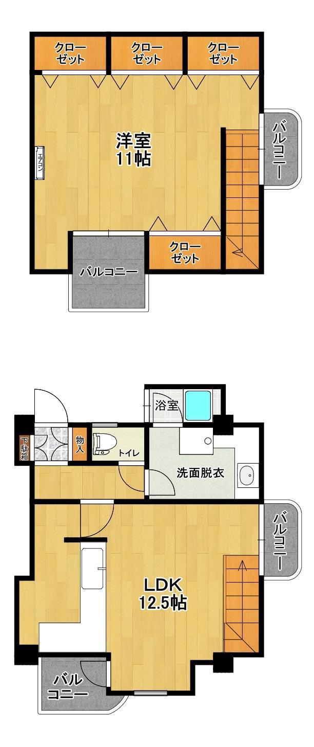 ピア・アピス(1LDK/2階)の間取り写真