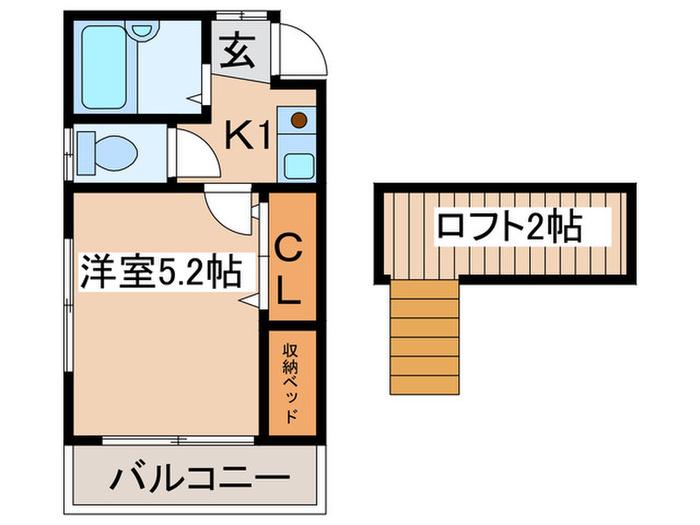 アペックス調布(1K/2階)の間取り写真
