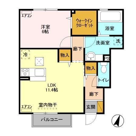 ロマージュNARITA(1LDK/1階)の間取り写真
