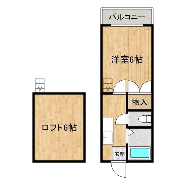 キャリーハイツ(1K/1階)の間取り写真