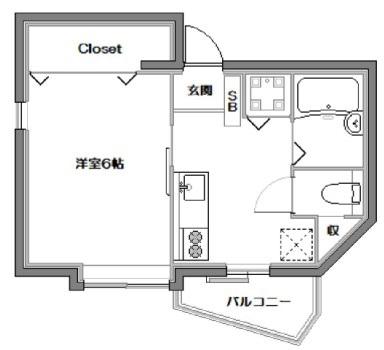 ソニア光風II(1K/2階)の間取り写真
