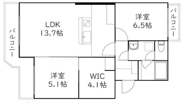 マンションアカンサス I(2LDK/3階)の間取り写真