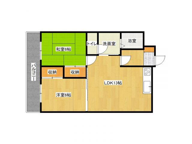 ハイゼニック若園(2LDK/3階)の間取り写真