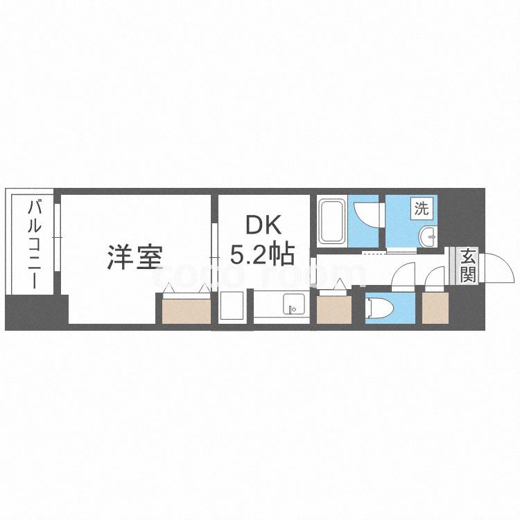 パークキューブ北浜(1DK/15階)の間取り写真