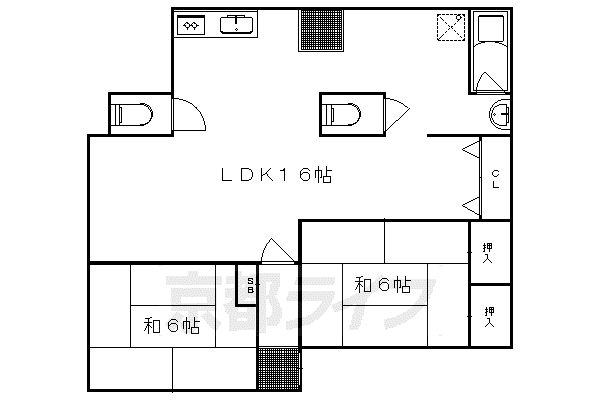 ムツミ荘(2LDK/1階)の間取り写真