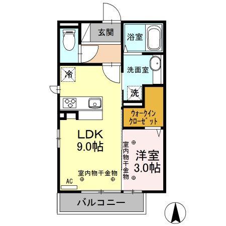 HARMONY(1LDK/2階)の間取り写真