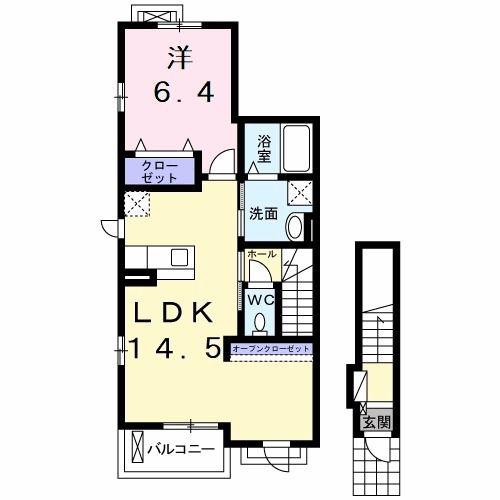 ラヴィエール(1LDK/2階)の間取り写真
