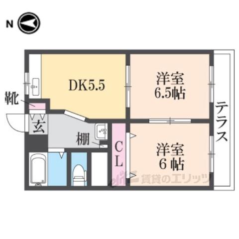 トリプルステーション菱屋西(2DK/3階)の間取り写真