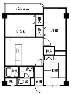 コンフォート文京(2LDK/4階)の間取り写真