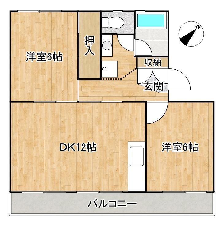 カメリア栄(2LDK/2階)の間取り写真