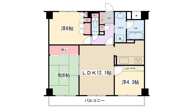 藤和シティコープ古淵(3LDK/4階)の間取り写真