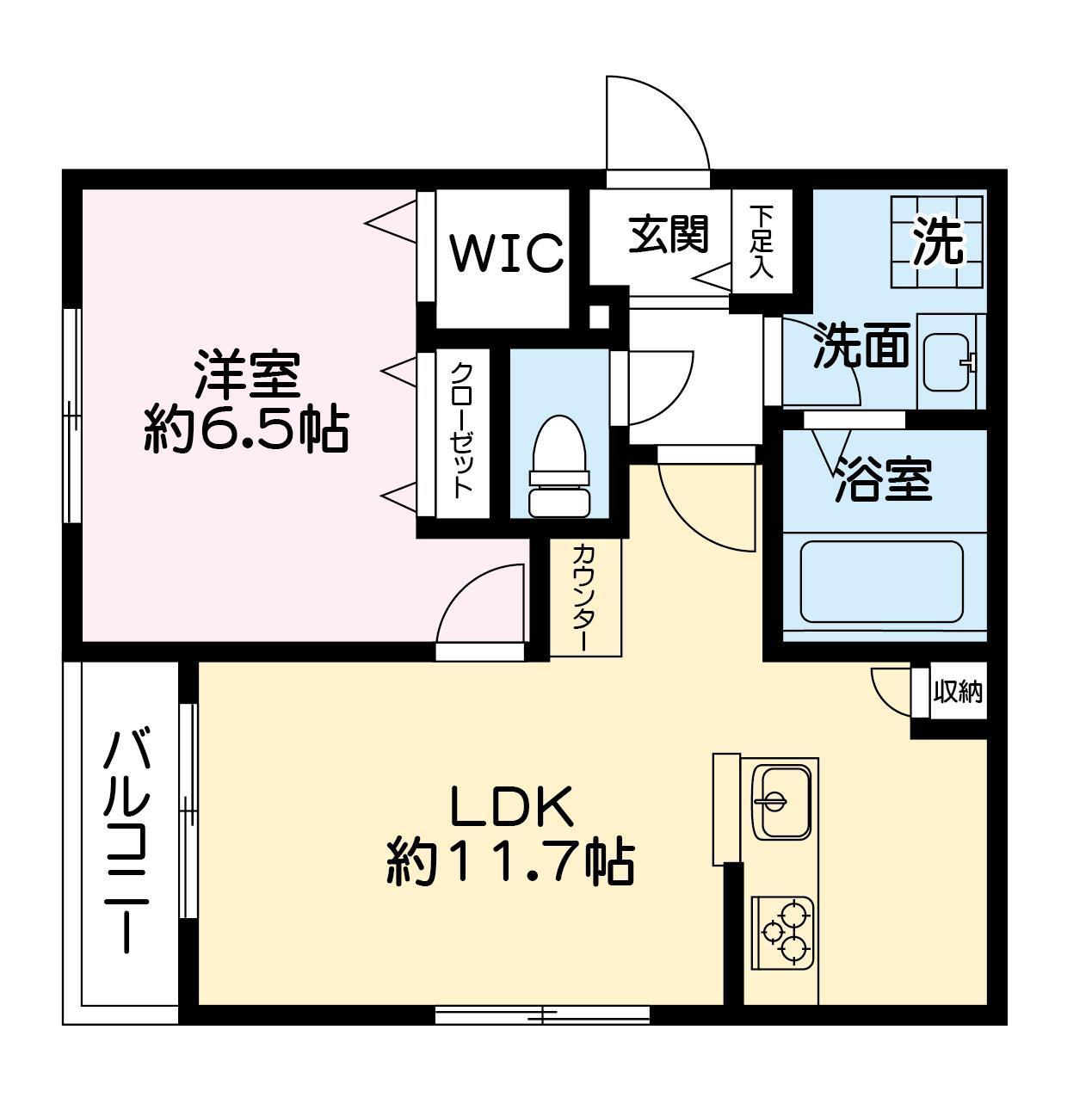 SUN MALL3(1LDK/1階)の間取り写真