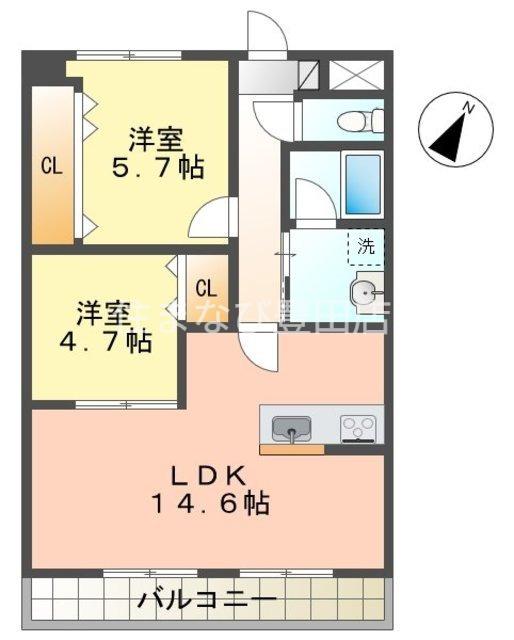 マカリイ(2LDK/7階)の間取り写真