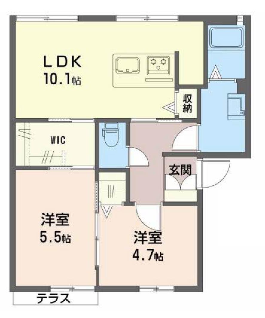 ラ・フロール浜寺(2LDK/1階)の間取り写真