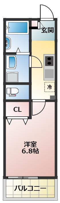 LA PORTEE ラ ポルテ(1K/2階)の間取り写真