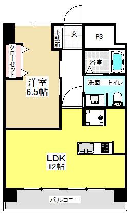 覚王ハイツ(1LDK/3階)の間取り写真