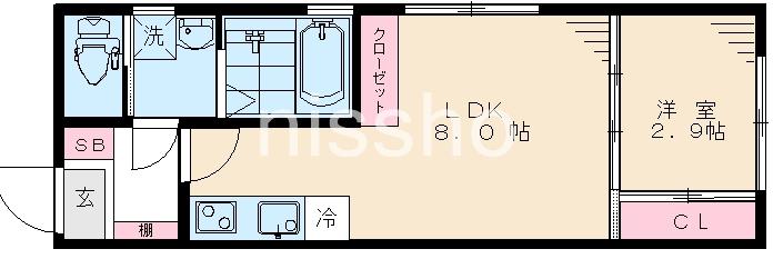 PIANA(1LDK/2階)の間取り写真