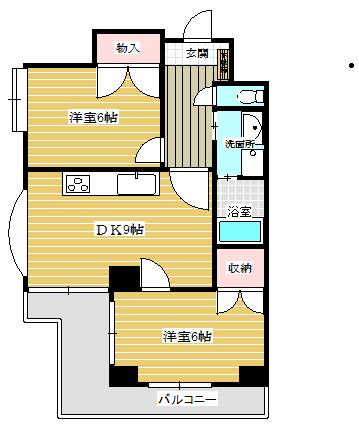 サンクレア東千代田(2DK/3階)の間取り写真