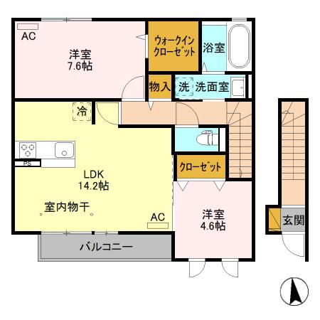 ボナールメゾン(2LDK/2階)の間取り写真