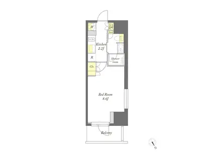 プライムメゾン門前仲町(1K/6階)の間取り写真
