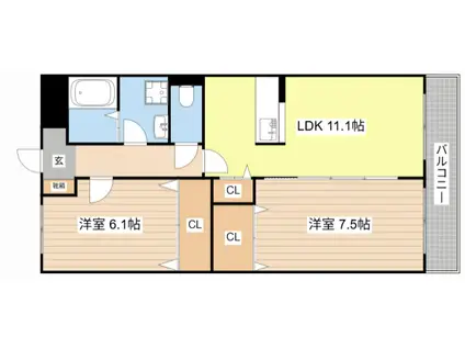 ブレイン長浜I(2LDK/3階)の間取り写真
