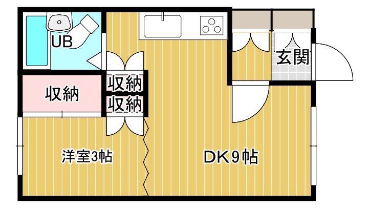 RKハイツ(1DK/2階)の間取り写真