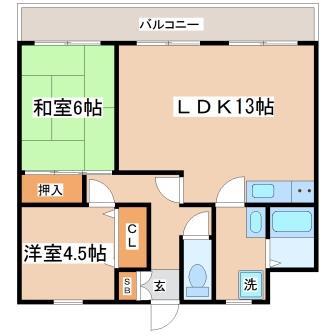 サンテラス垂水(2LDK/3階)の間取り写真