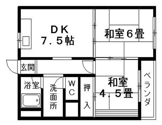湖東サンコーポ(2DK/3階)の間取り写真