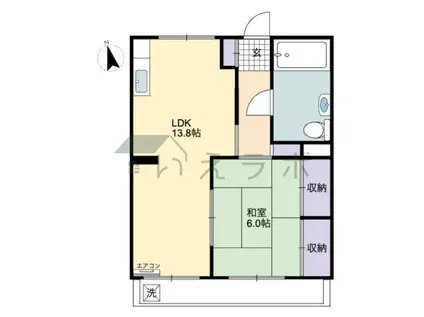 ラテール南金田(1LDK/4階)の間取り写真