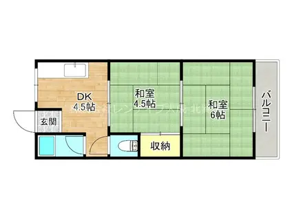 西田マンション(2DK/3階)の間取り写真