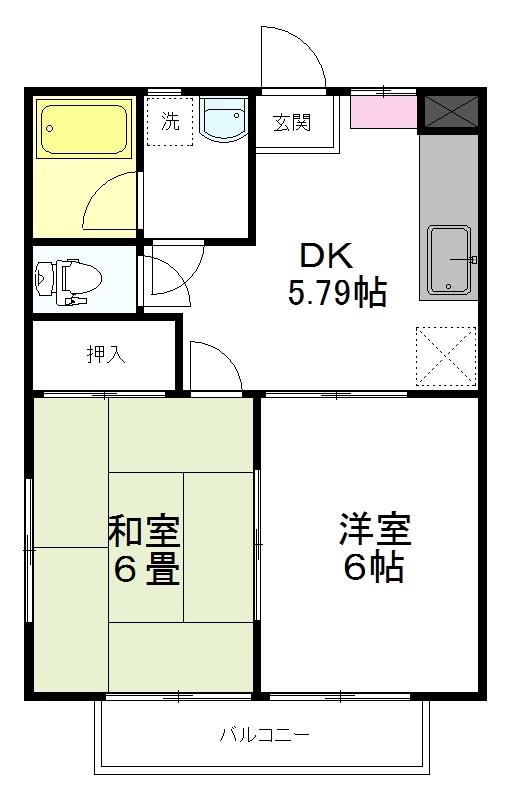 プリマベ-ラB(2DK/2階)の間取り写真